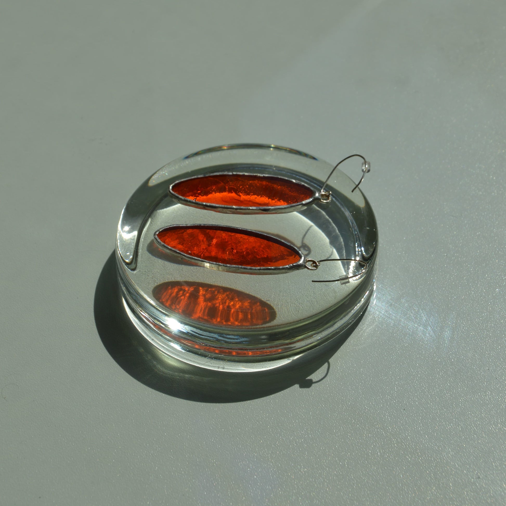 Oranžinio stiklo auskarai