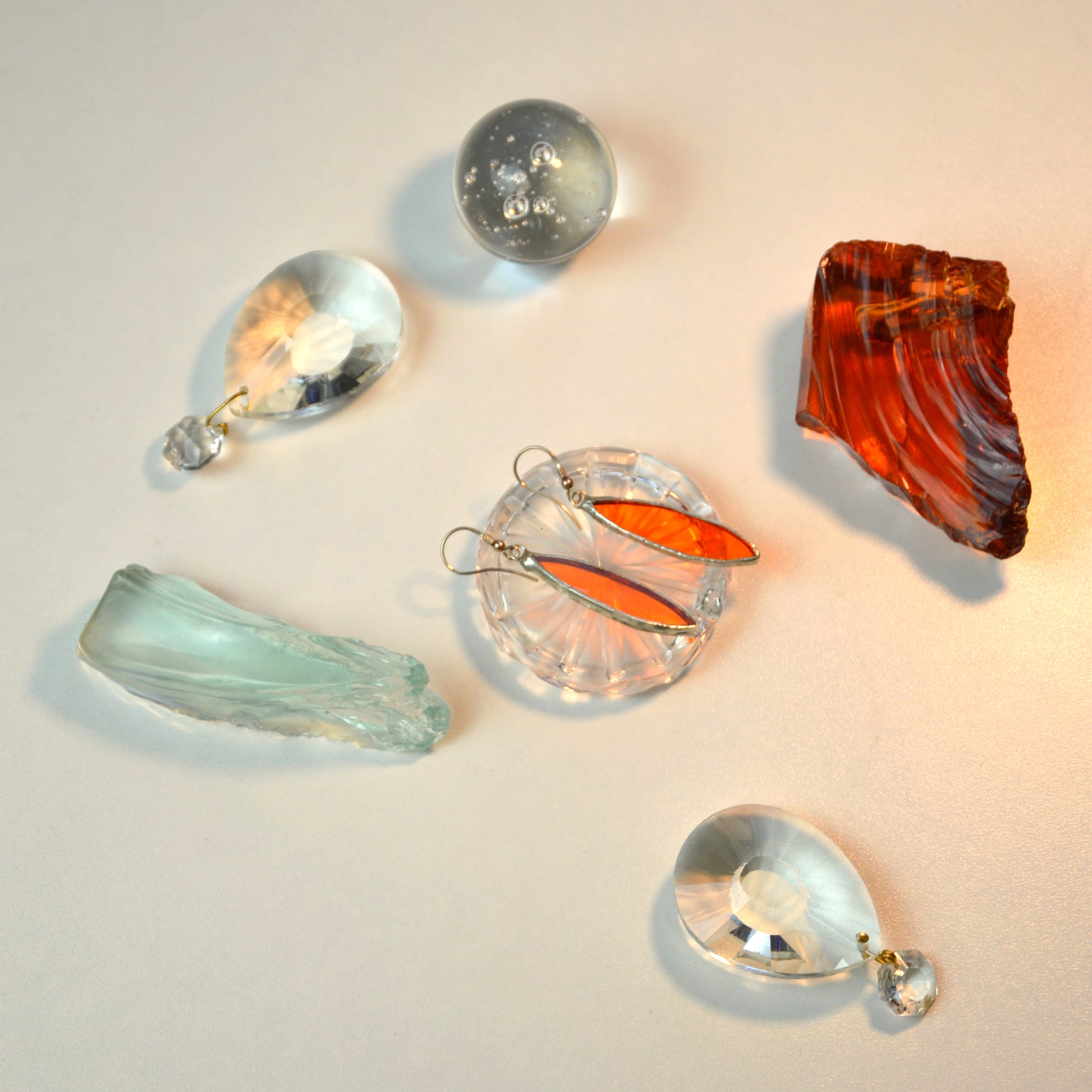 Oranžinio stiklo auskarai